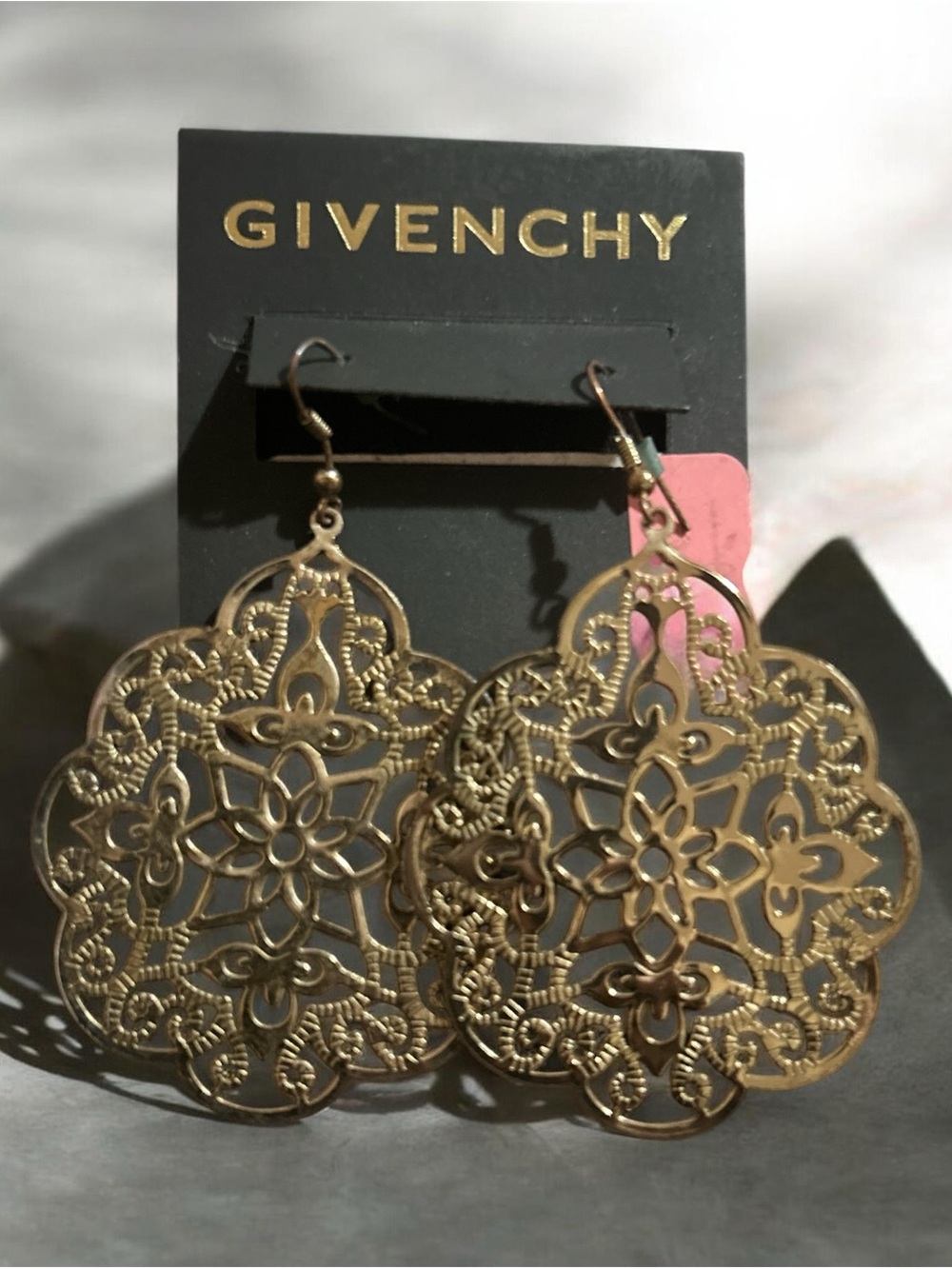Givenchy Gold Filigree Floral Drop Earrings